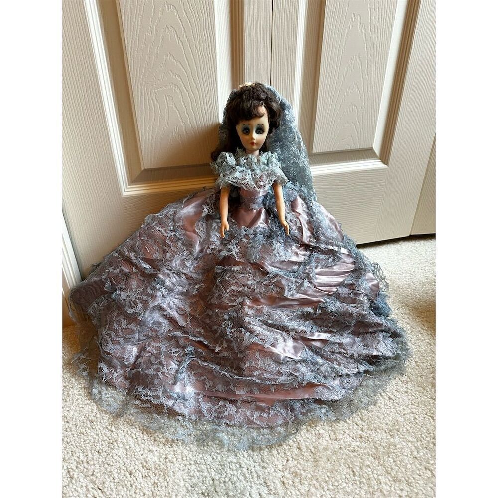 Vintage 70s Fashion Doll Lace Dress & Hat Sleepy Eyes